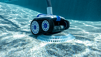 Trac Vac Pool Cleaner underwater going over a drain.